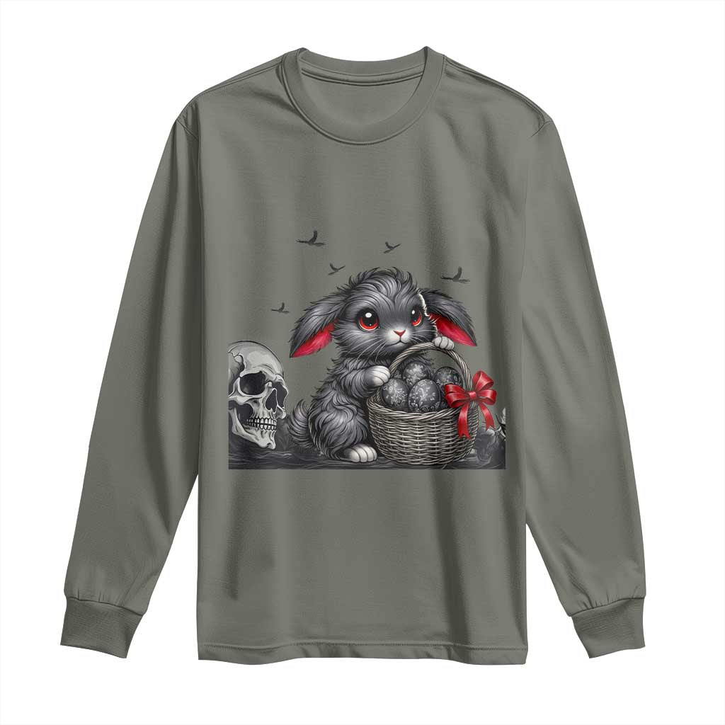 Gothic Easter Bunny Long Sleeve Shirt Dark Aesthetic Rabbit Gift TS12 Military Green Print Your Wear