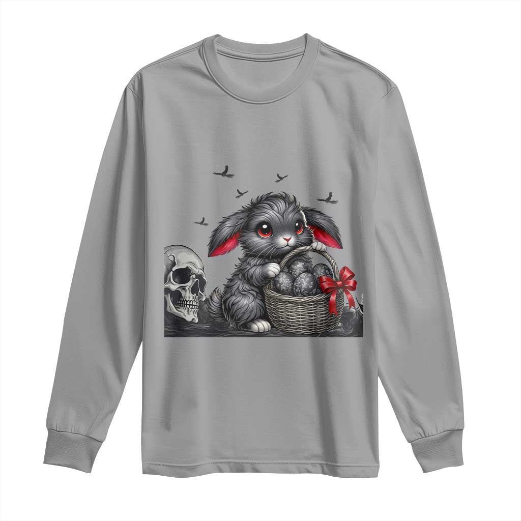 Gothic Easter Bunny Long Sleeve Shirt Dark Aesthetic Rabbit Gift TS12 Sport Gray Print Your Wear