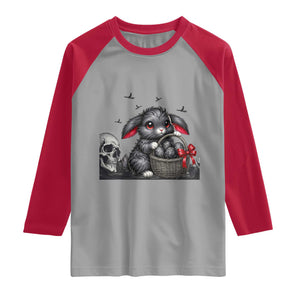 Gothic Easter Bunny Raglan Shirt Dark Aesthetic Rabbit Gift TS12 Sport Gray Red Print Your Wear