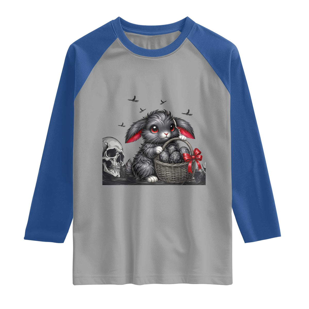Gothic Easter Bunny Raglan Shirt Dark Aesthetic Rabbit Gift TS12 Sport Gray Royal Print Your Wear