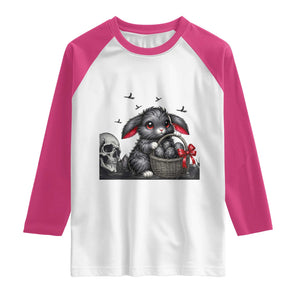 Gothic Easter Bunny Raglan Shirt Dark Aesthetic Rabbit Gift TS12 White Heliconia Print Your Wear