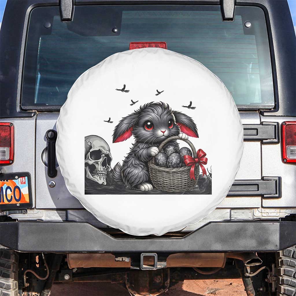 Gothic Easter Bunny Spare Tire Cover Dark Aesthetic Rabbit Gift TS12 No hole White Print Your Wear