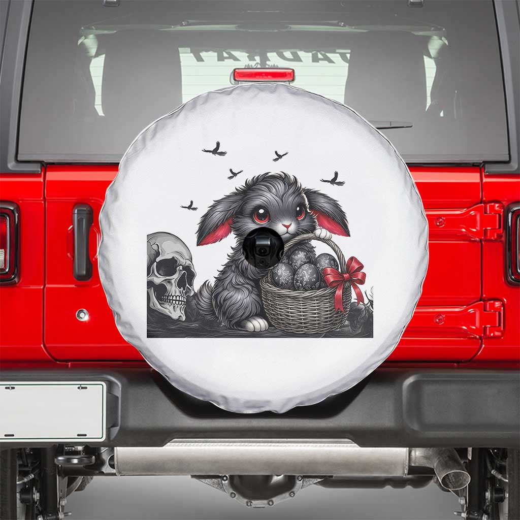 Gothic Easter Bunny Spare Tire Cover Dark Aesthetic Rabbit Gift TS12 White Print Your Wear