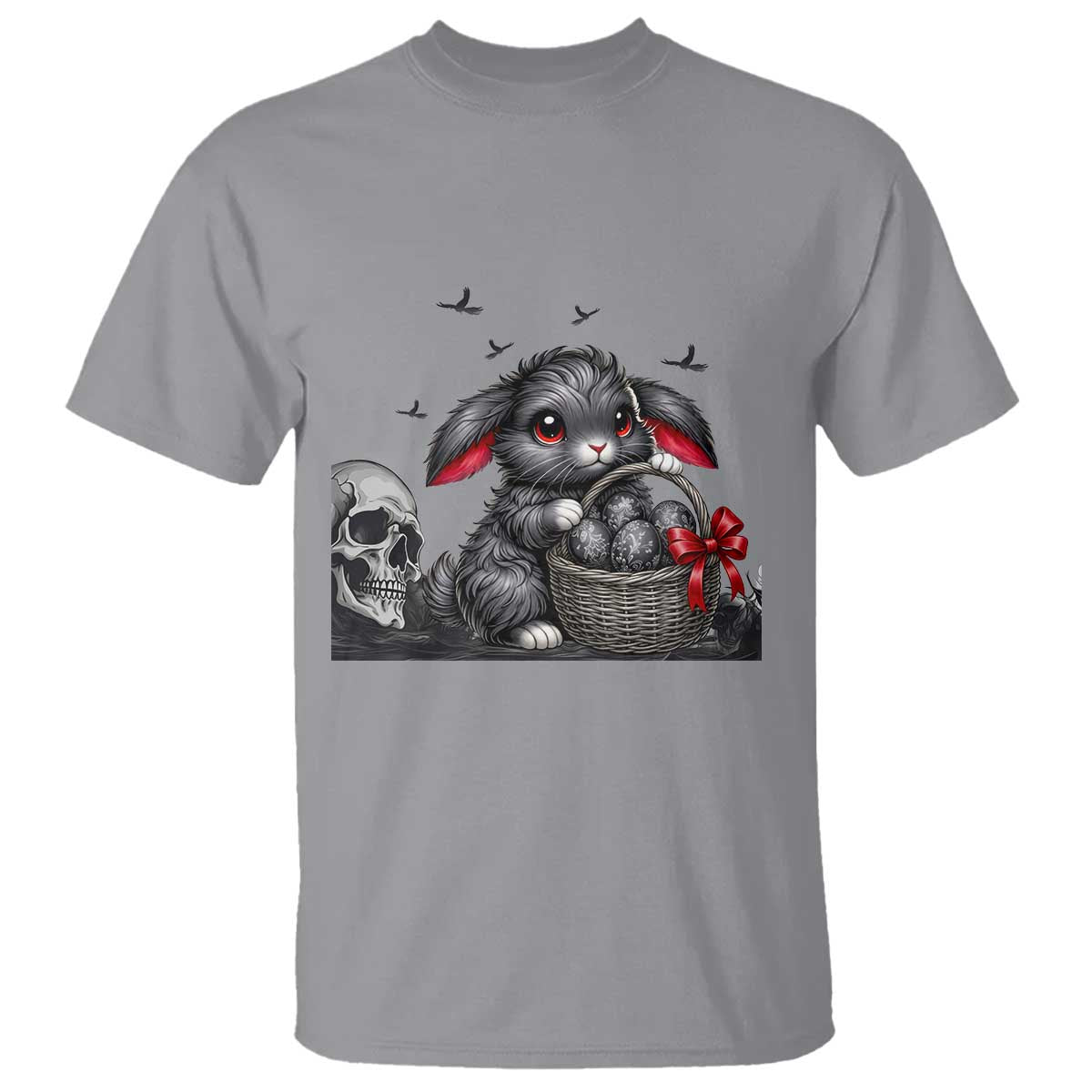 Gothic Easter Bunny T Shirt Dark Aesthetic Rabbit Gift TS12 Sport Gray Print Your Wear