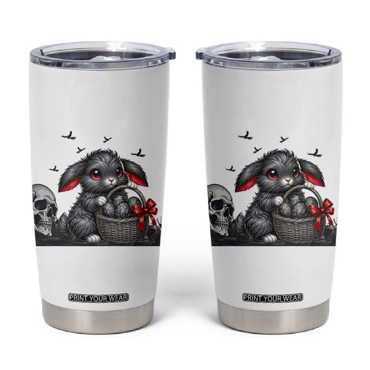 Gothic Easter Bunny Tumbler Cup Dark Aesthetic Rabbit Gift TS12 White Print Your Wear