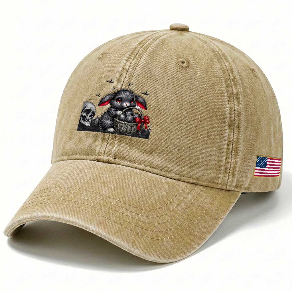 Gothic Easter Bunny Washed Cotton Baseball Cap Dark Aesthetic Rabbit Gift TS12 Print Your Wear