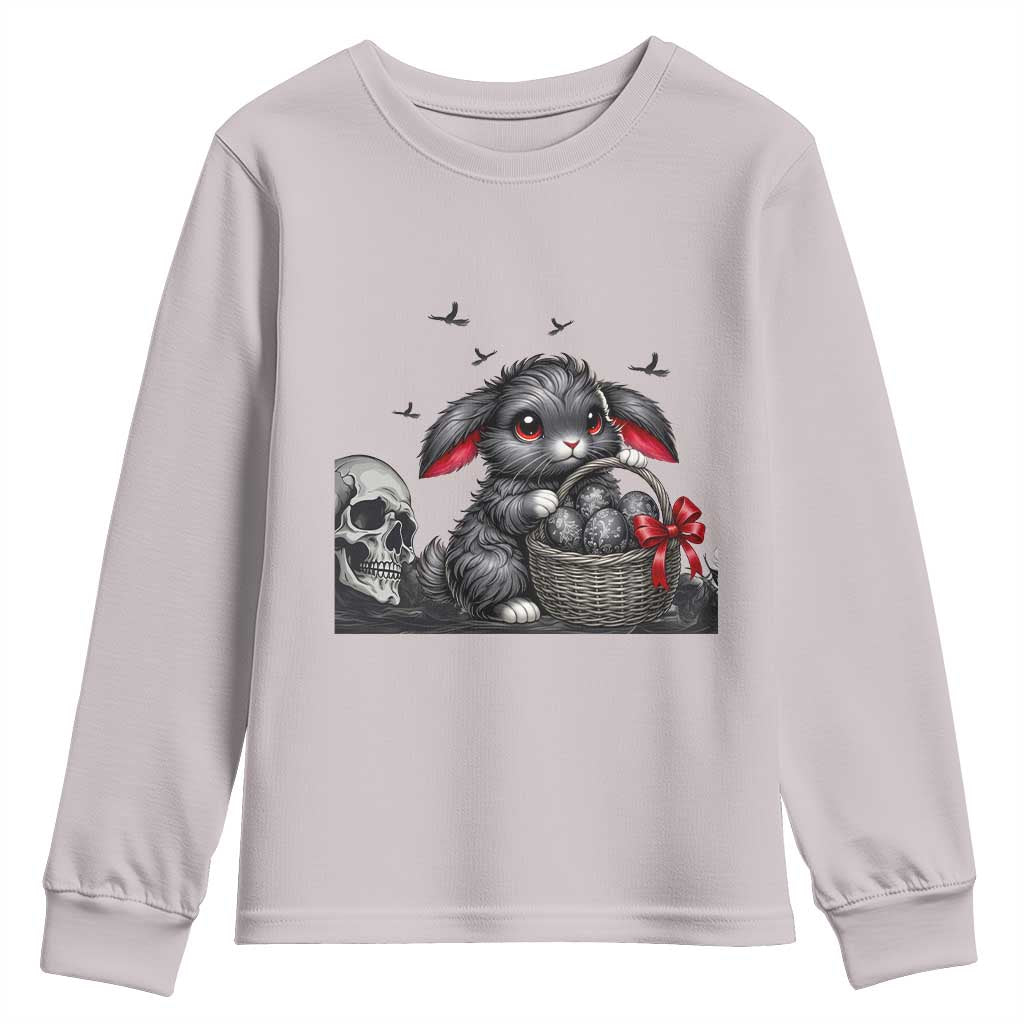 Gothic Easter Bunny Youth Sweatshirt Dark Aesthetic Rabbit Gift TS12 Ice Gray Print Your Wear
