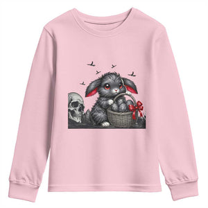 Gothic Easter Bunny Youth Sweatshirt Dark Aesthetic Rabbit Gift TS12 Light Pink Print Your Wear