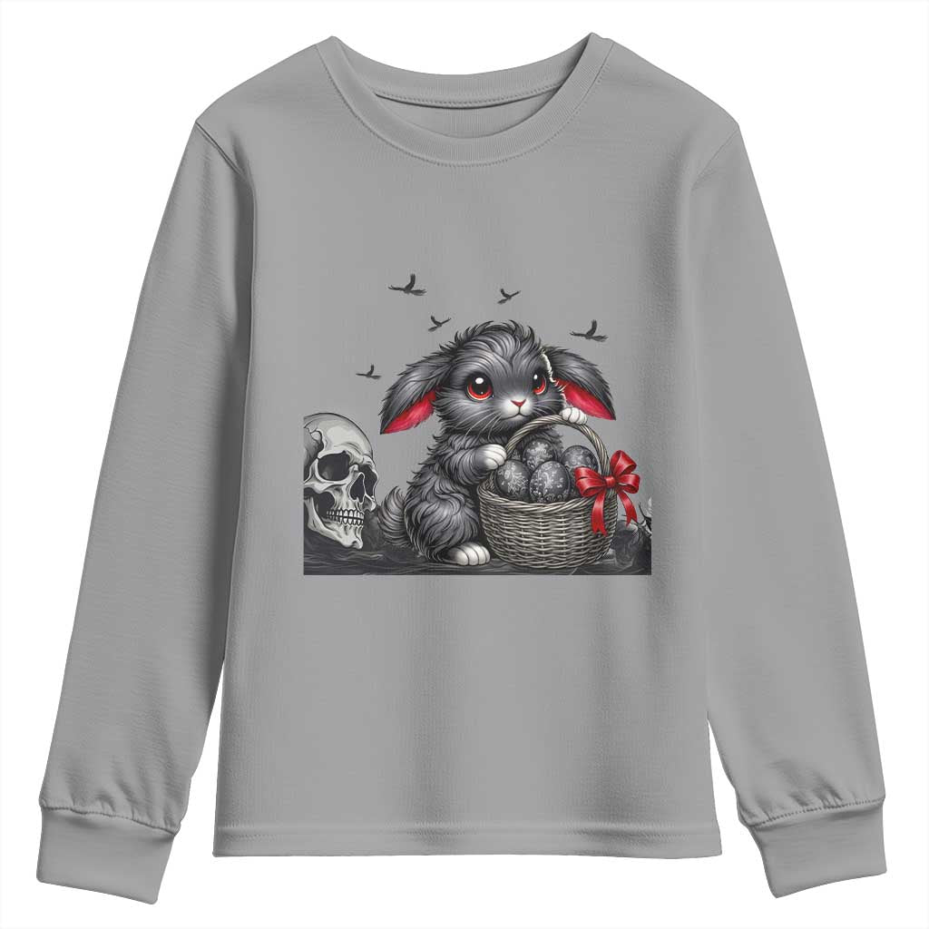 Gothic Easter Bunny Youth Sweatshirt Dark Aesthetic Rabbit Gift TS12 Sport Gray Print Your Wear