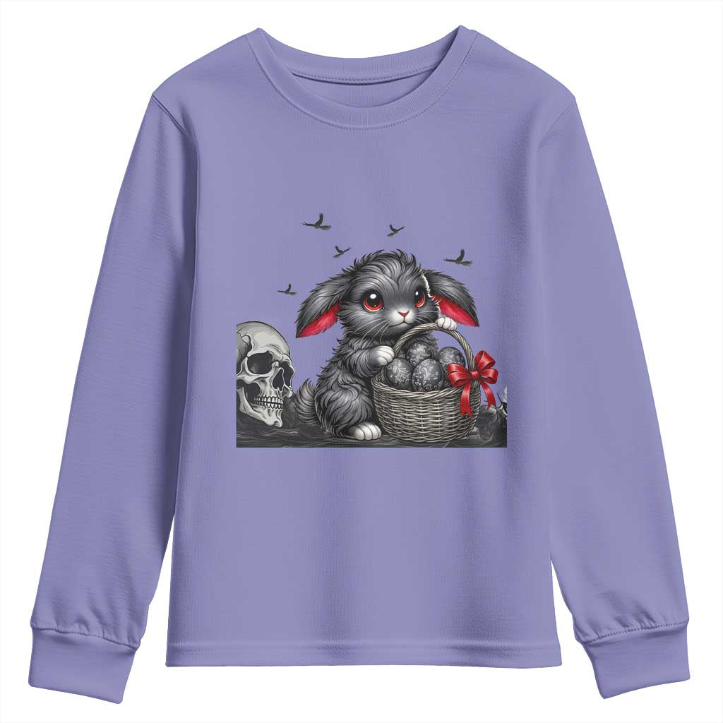 Gothic Easter Bunny Youth Sweatshirt Dark Aesthetic Rabbit Gift TS12 Violet Print Your Wear