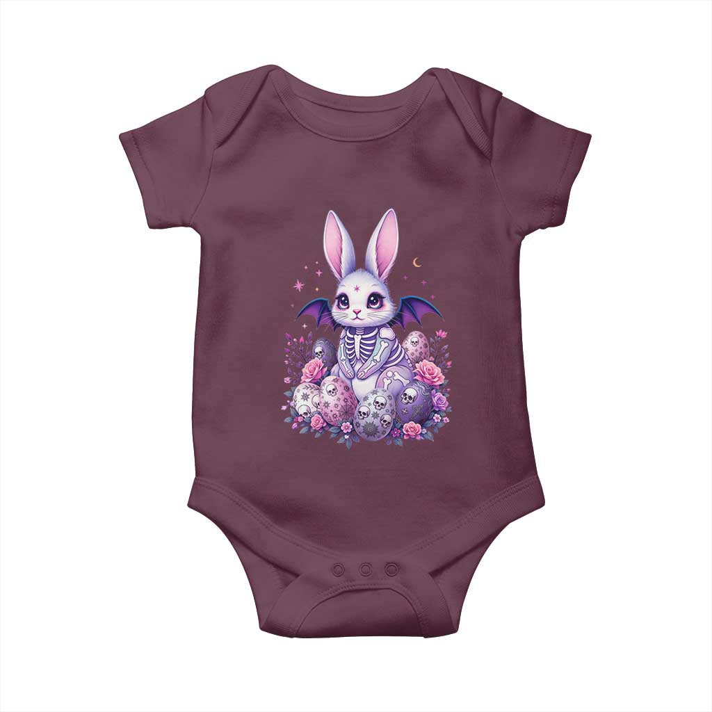 Cute Spooky Easter Bunny Baby Onesie Pastel Goth Rabbit Gift TS12 Maroon Print Your Wear