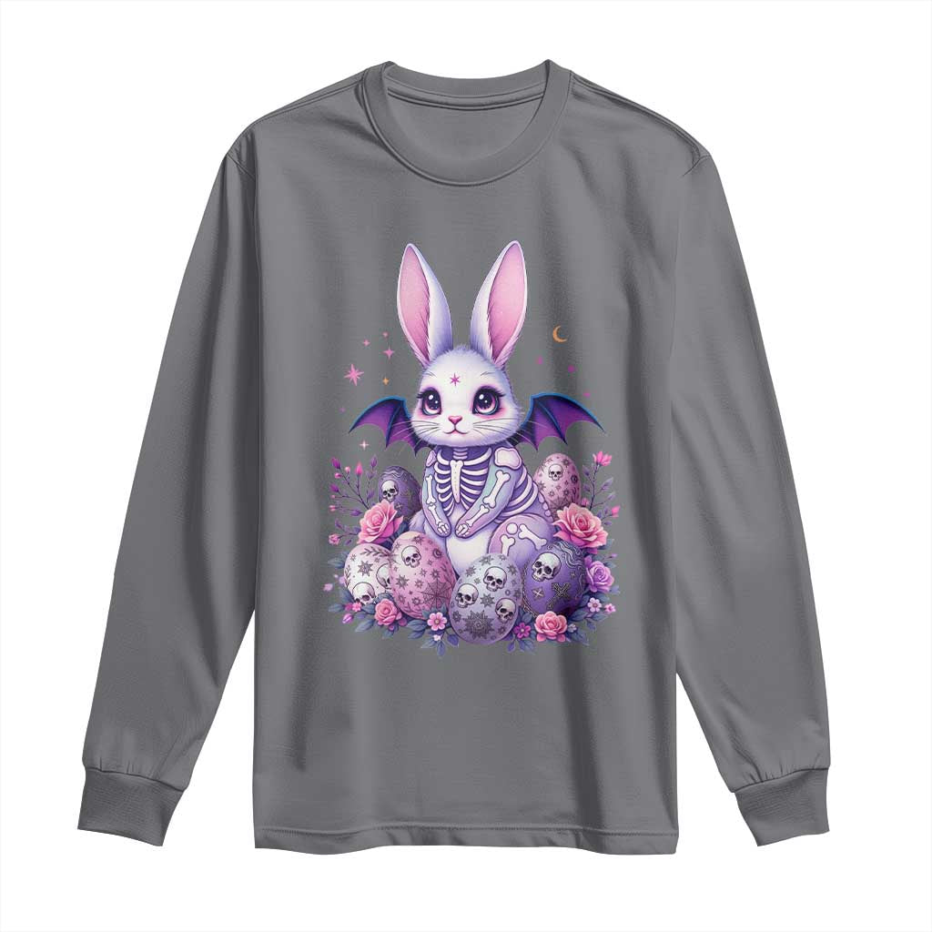 Cute Spooky Easter Bunny Long Sleeve Shirt Pastel Goth Rabbit Gift TS12 Charcoal Print Your Wear