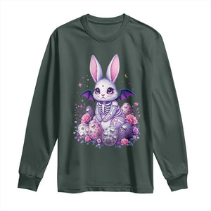 Cute Spooky Easter Bunny Long Sleeve Shirt Pastel Goth Rabbit Gift TS12 Dark Forest Green Print Your Wear