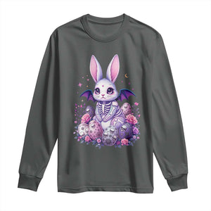 Cute Spooky Easter Bunny Long Sleeve Shirt Pastel Goth Rabbit Gift TS12 Dark Heather Print Your Wear
