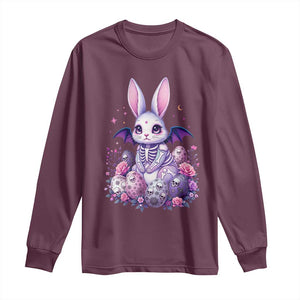 Cute Spooky Easter Bunny Long Sleeve Shirt Pastel Goth Rabbit Gift TS12 Maroon Print Your Wear