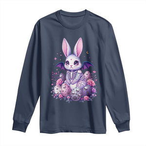 Cute Spooky Easter Bunny Long Sleeve Shirt Pastel Goth Rabbit Gift TS12 Navy Print Your Wear
