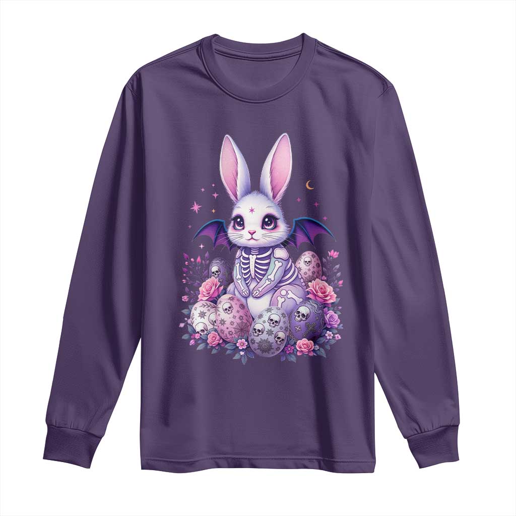 Cute Spooky Easter Bunny Long Sleeve Shirt Pastel Goth Rabbit Gift TS12 Purple Print Your Wear