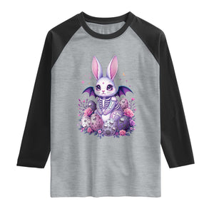 Cute Spooky Easter Bunny Raglan Shirt Pastel Goth Rabbit Gift TS12 Heather Gray Black Print Your Wear