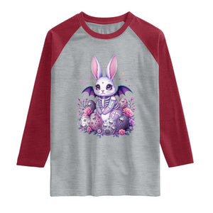 Cute Spooky Easter Bunny Raglan Shirt Pastel Goth Rabbit Gift TS12 Heather Gray Heather Red Print Your Wear