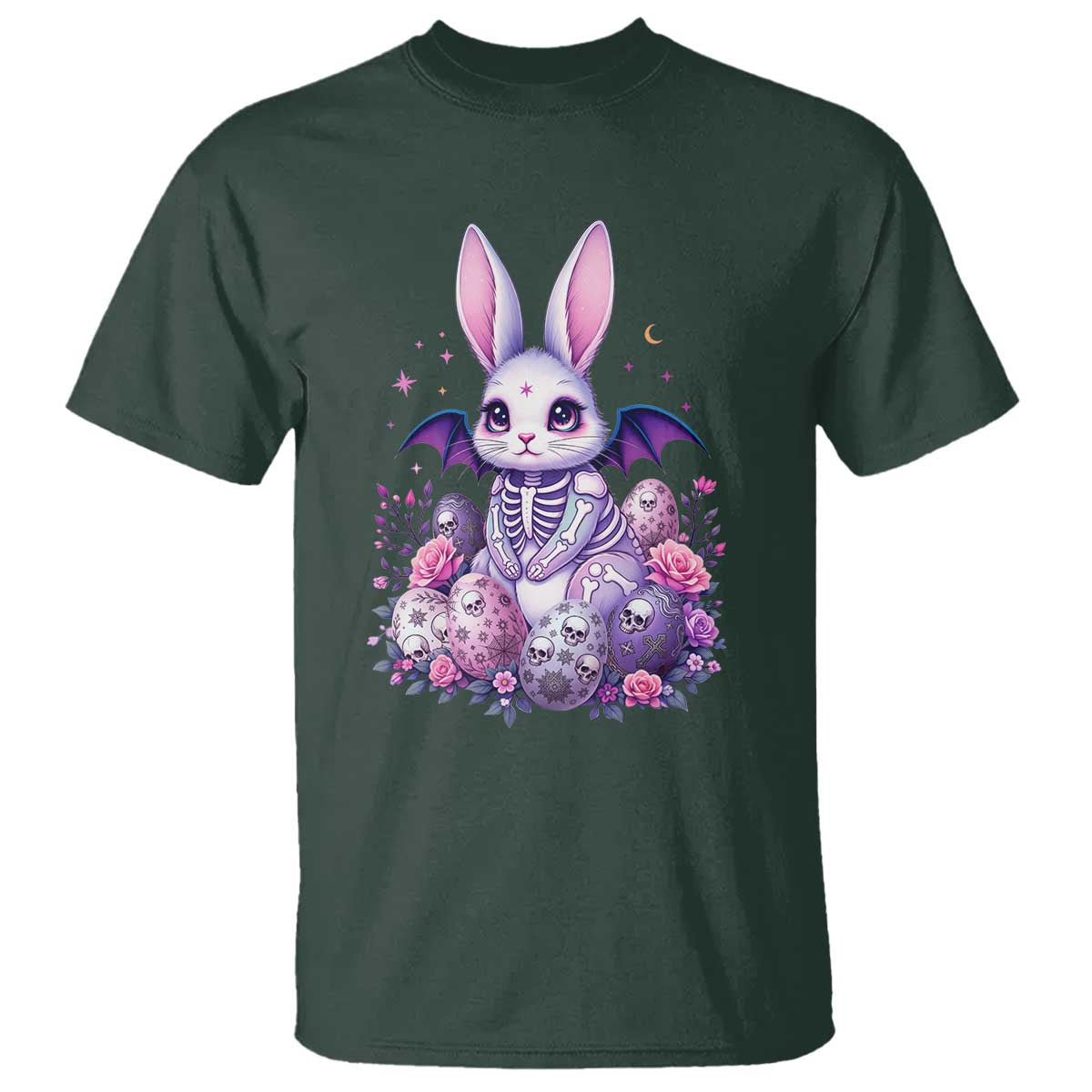 Cute Spooky Easter Bunny T Shirt Pastel Goth Rabbit Gift TS12 Dark Forest Green Print Your Wear