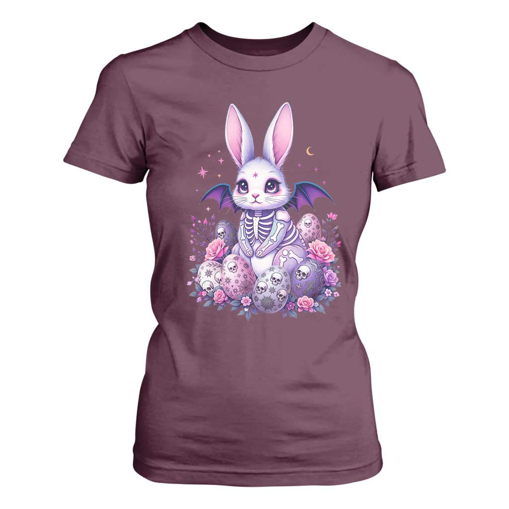 Cute Spooky Easter Bunny T Shirt For Women Pastel Goth Rabbit Gift TS12 Maroon Print Your Wear