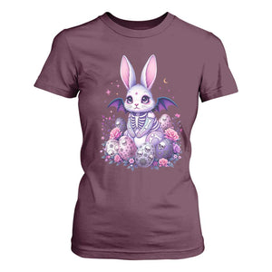 Cute Spooky Easter Bunny T Shirt For Women Pastel Goth Rabbit Gift TS12 Maroon Print Your Wear