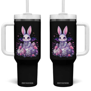Cute Spooky Easter Bunny Tumbler With Handle Pastel Goth Rabbit Gift TS12 One Size: 40 oz Black Print Your Wear