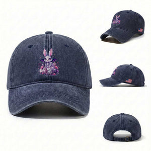 Cute Spooky Easter Bunny Washed Cotton Baseball Cap Pastel Goth Rabbit Gift TS12 Washed Cap Universal Fit Navy Print Your Wear