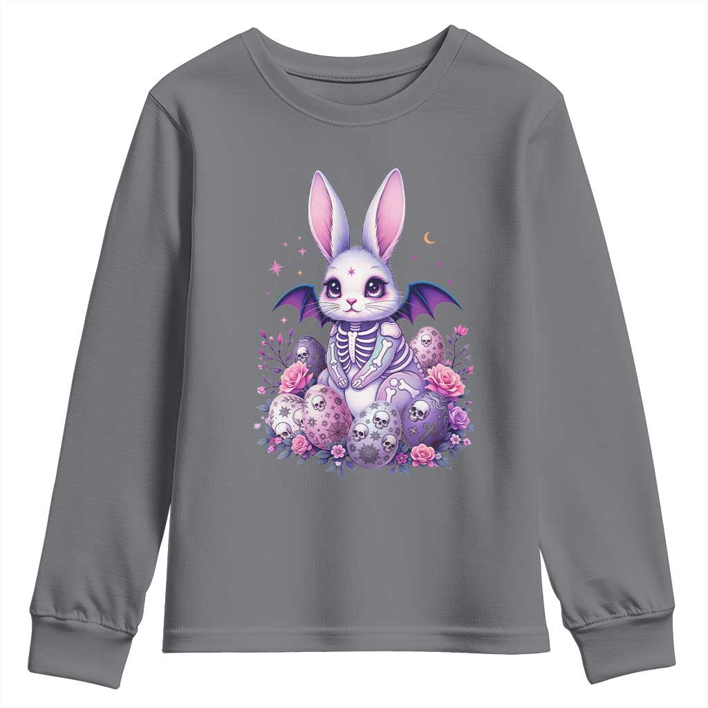 Cute Spooky Easter Bunny Youth Sweatshirt Pastel Goth Rabbit Gift TS12 Charcoal Print Your Wear