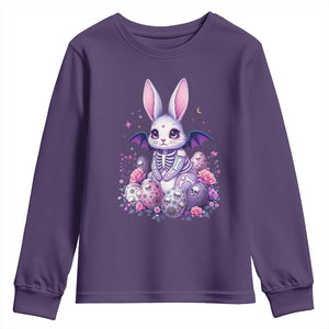 Cute Spooky Easter Bunny Youth Sweatshirt Pastel Goth Rabbit Gift TS12 Purple Print Your Wear