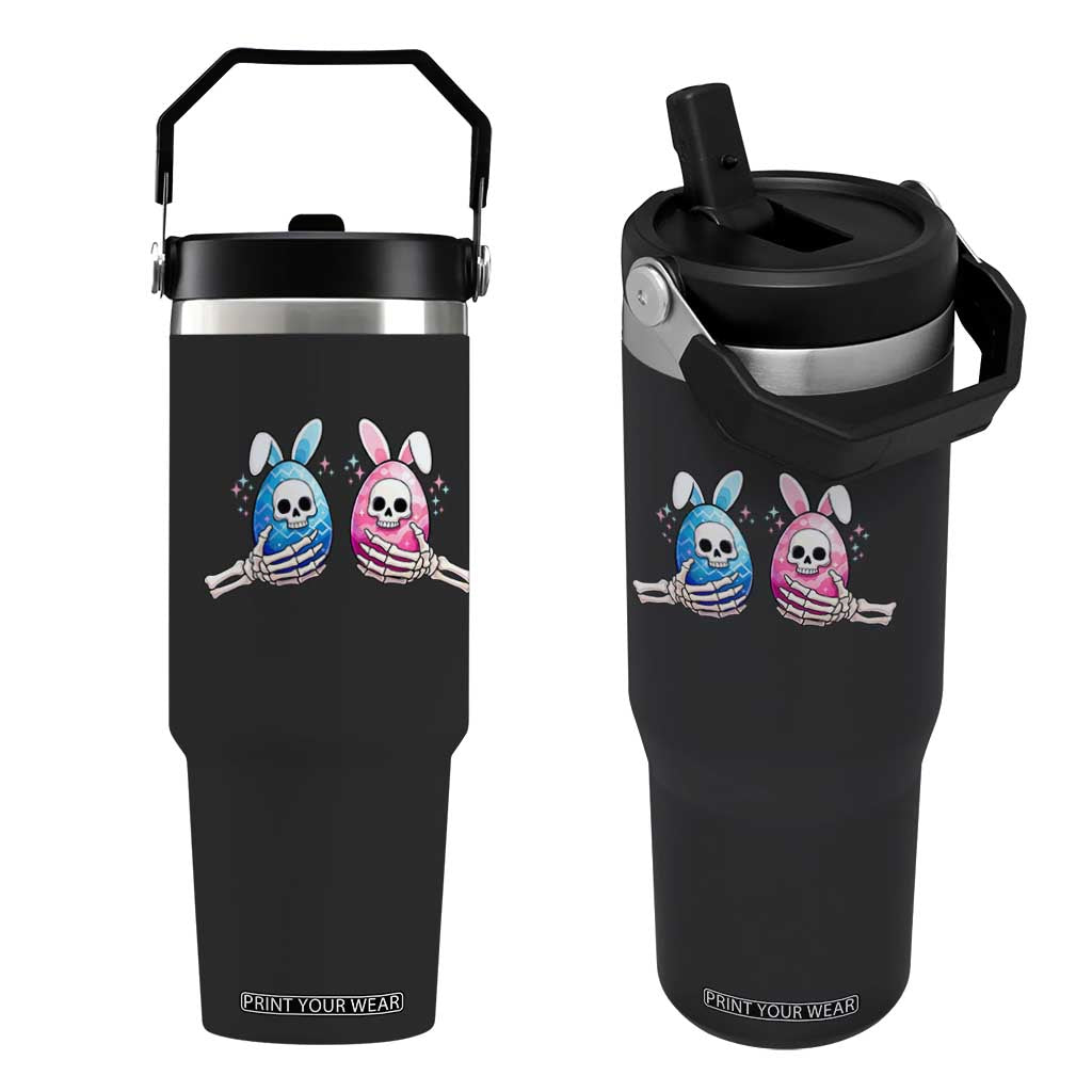Gothic Easter Gift Flip Straw Tumbler Skeleton Hands Holding Easter Eggs TS12 One Size: 30 oz Black Print Your Wear