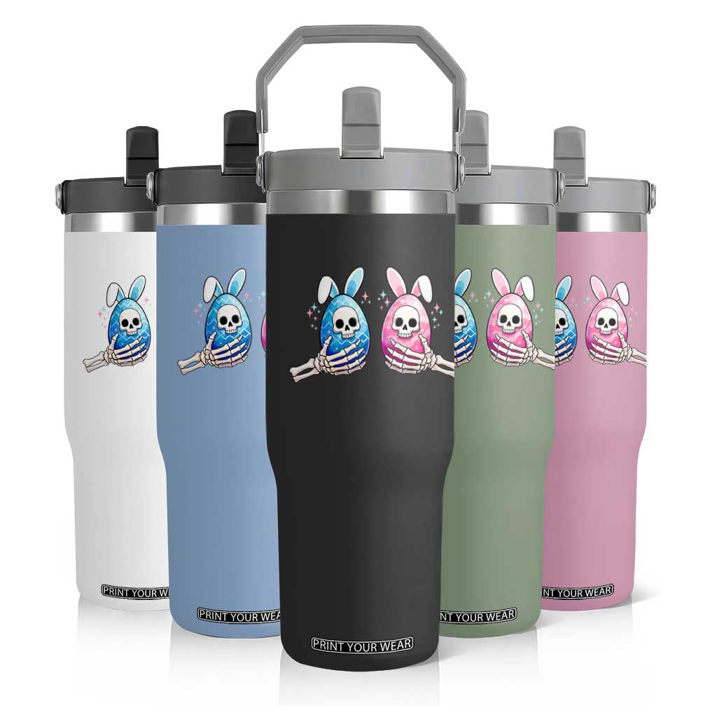 Gothic Easter Gift Flip Straw Tumbler Skeleton Hands Holding Easter Eggs TS12 Print Your Wear
