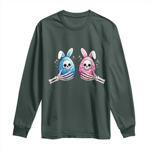Gothic Easter Gift Long Sleeve Shirt Skeleton Hands Holding Easter Eggs TS12 Dark Forest Green Print Your Wear