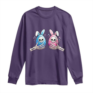 Gothic Easter Gift Long Sleeve Shirt Skeleton Hands Holding Easter Eggs TS12 Purple Print Your Wear