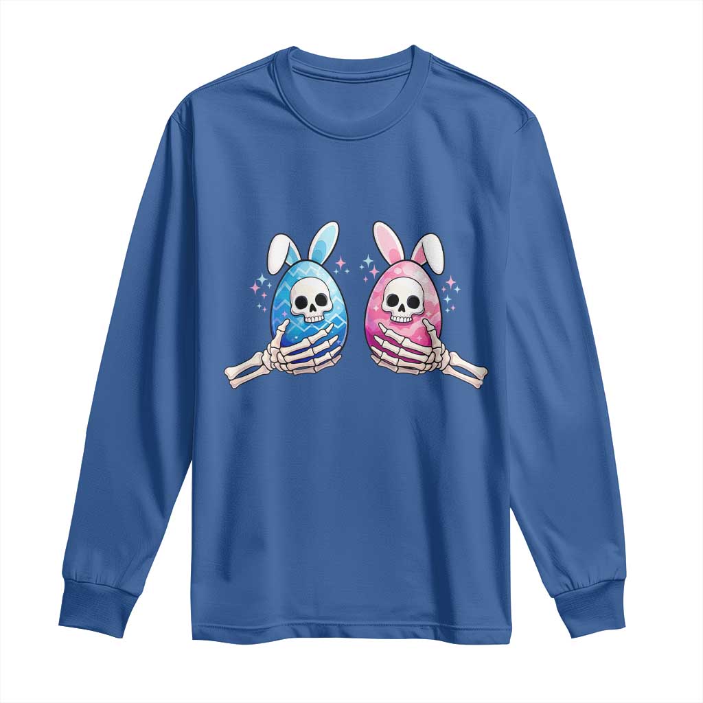 Gothic Easter Gift Long Sleeve Shirt Skeleton Hands Holding Easter Eggs TS12 Royal Blue Print Your Wear