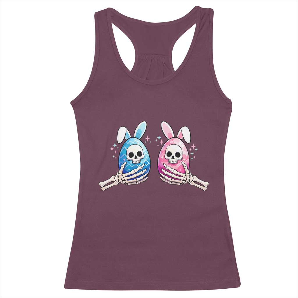 Gothic Easter Gift Racerback Tank Top Skeleton Hands Holding Easter Eggs TS12 Maroon Print Your Wear