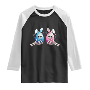 Gothic Easter Gift Raglan Shirt Skeleton Hands Holding Easter Eggs TS12 Black White Print Your Wear