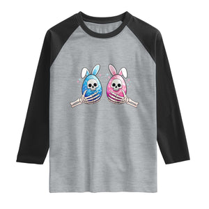 Gothic Easter Gift Raglan Shirt Skeleton Hands Holding Easter Eggs TS12 Heather Gray Black Print Your Wear