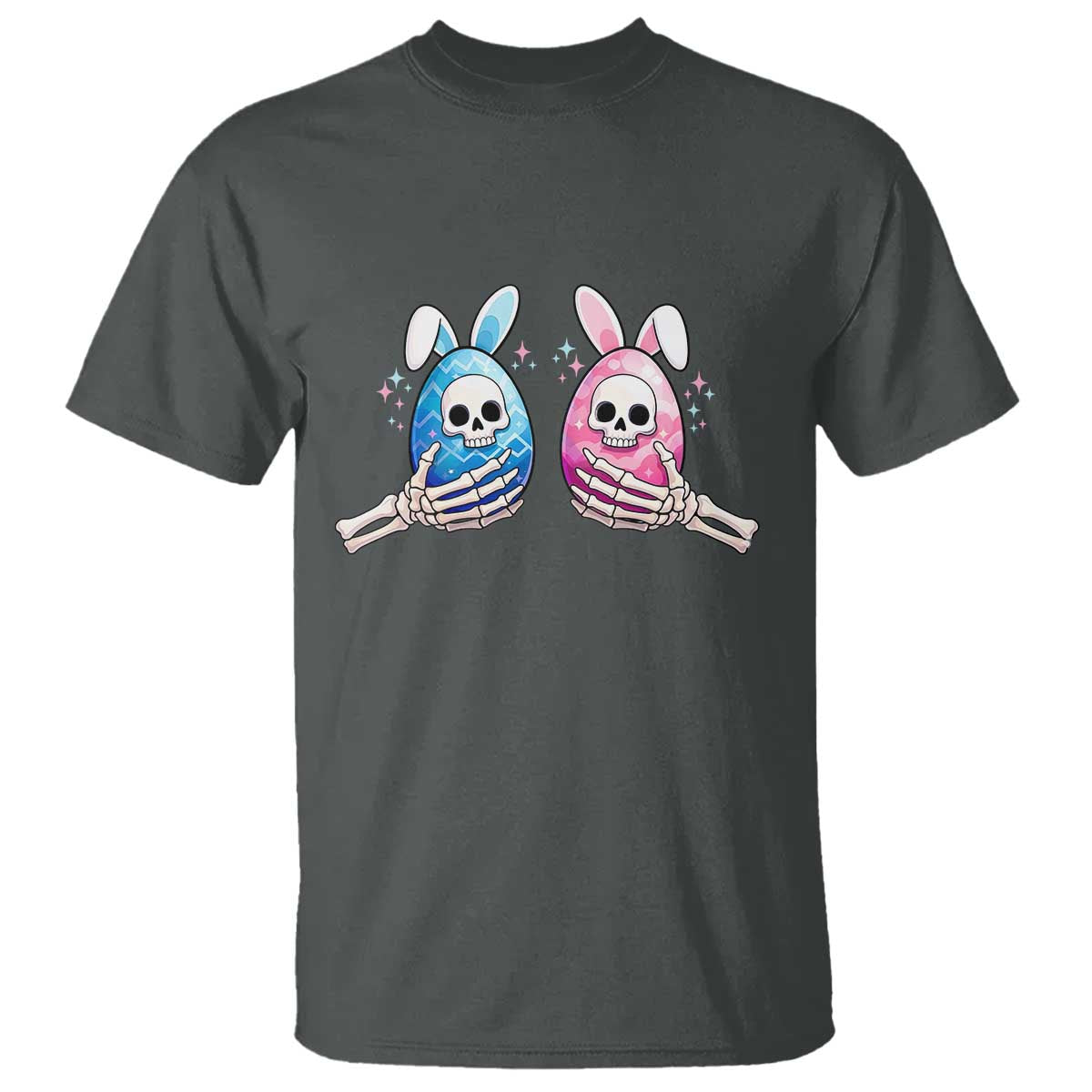 Gothic Easter Gift T Shirt Skeleton Hands Holding Easter Eggs TS12 Dark Heather Print Your Wear