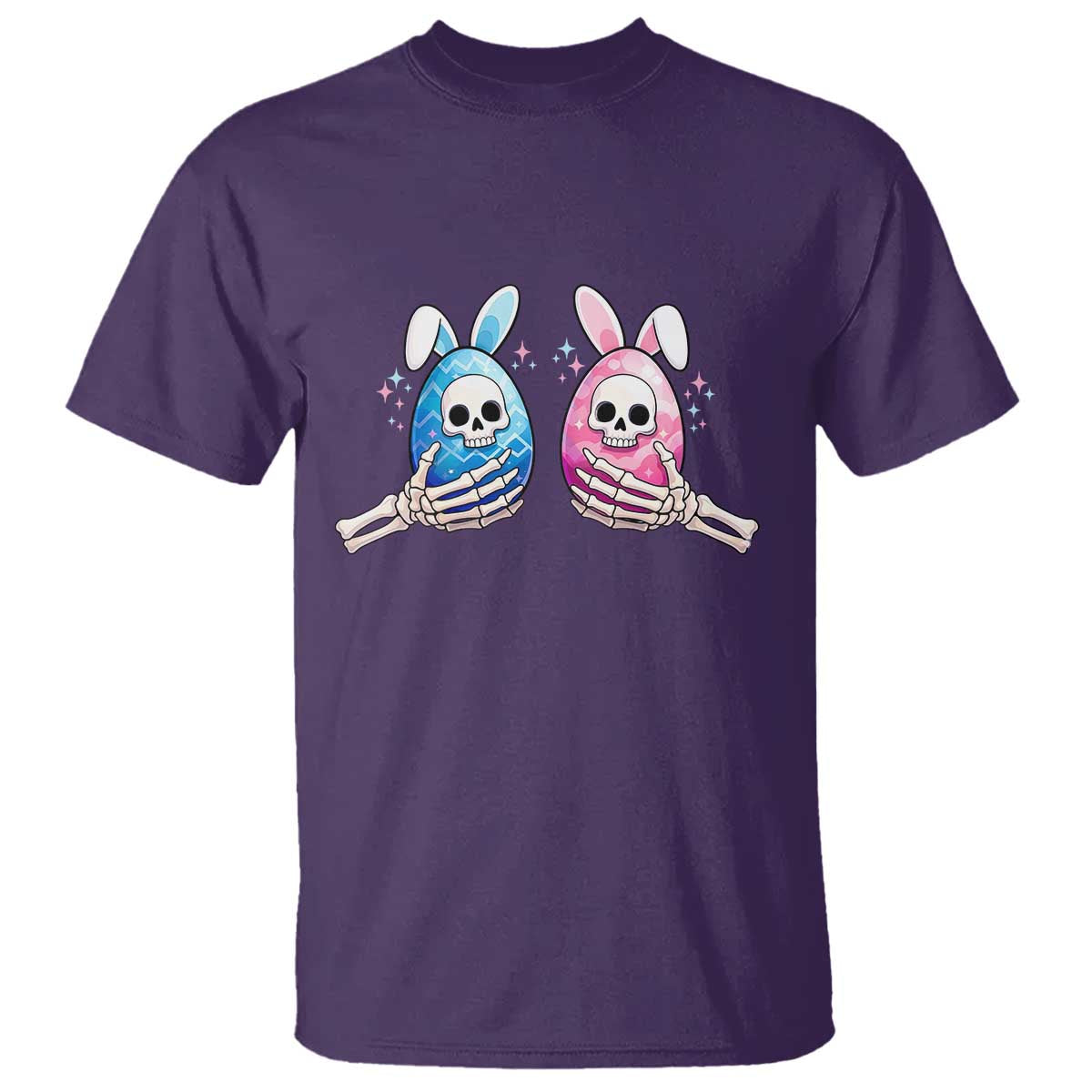 Gothic Easter Gift T Shirt Skeleton Hands Holding Easter Eggs TS12 Purple Print Your Wear