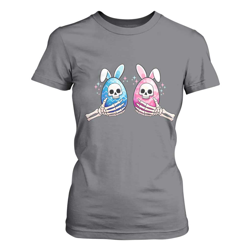 Gothic Easter Gift T Shirt For Women Skeleton Hands Holding Easter Eggs TS12 Charcoal Print Your Wear