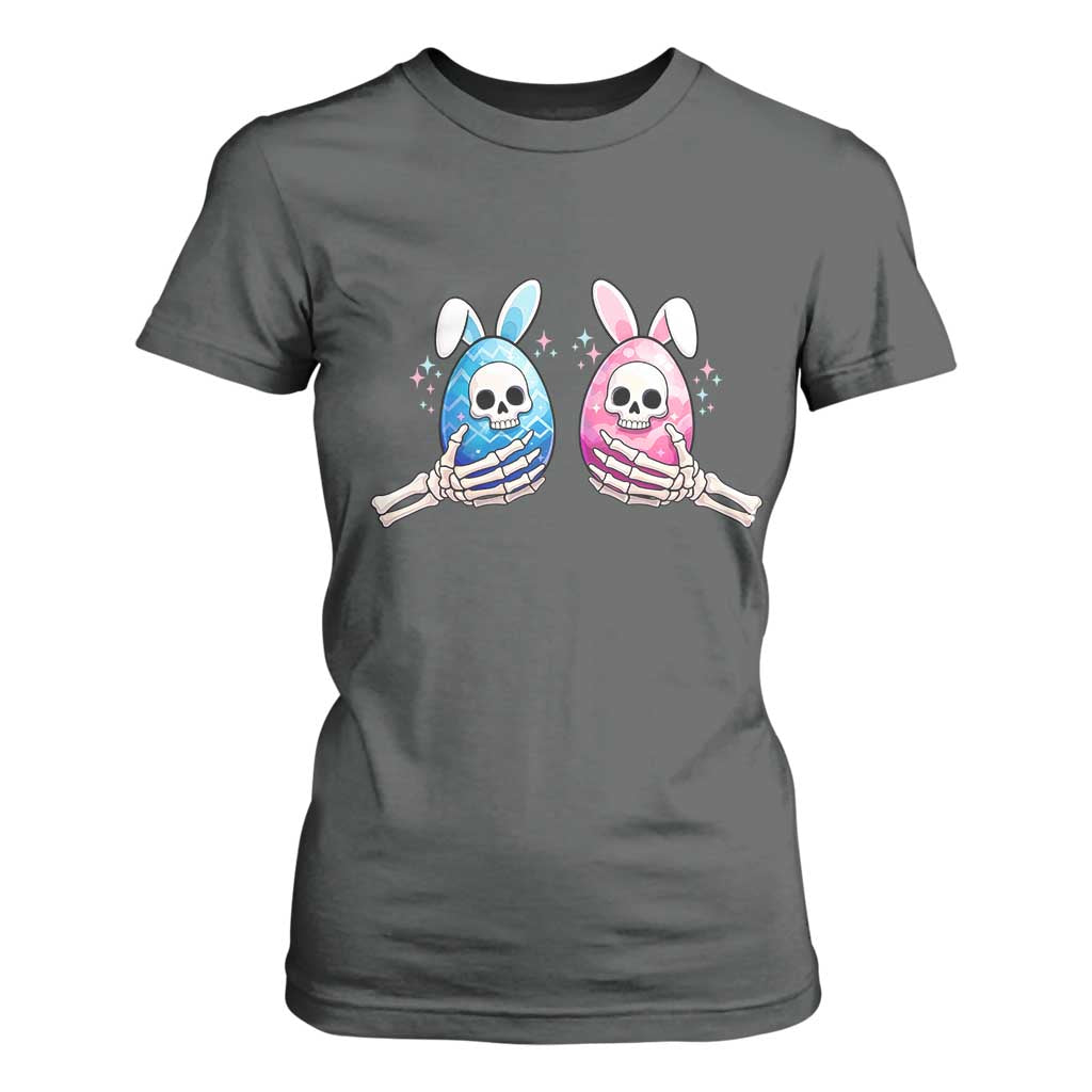 Gothic Easter Gift T Shirt For Women Skeleton Hands Holding Easter Eggs TS12 Dark Heather Print Your Wear