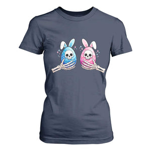 Gothic Easter Gift T Shirt For Women Skeleton Hands Holding Easter Eggs TS12 Navy Print Your Wear