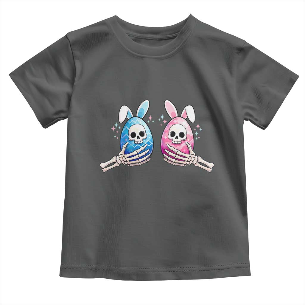 Gothic Easter Gift Toddler T Shirt Skeleton Hands Holding Easter Eggs TS12 Dark Heather Print Your Wear