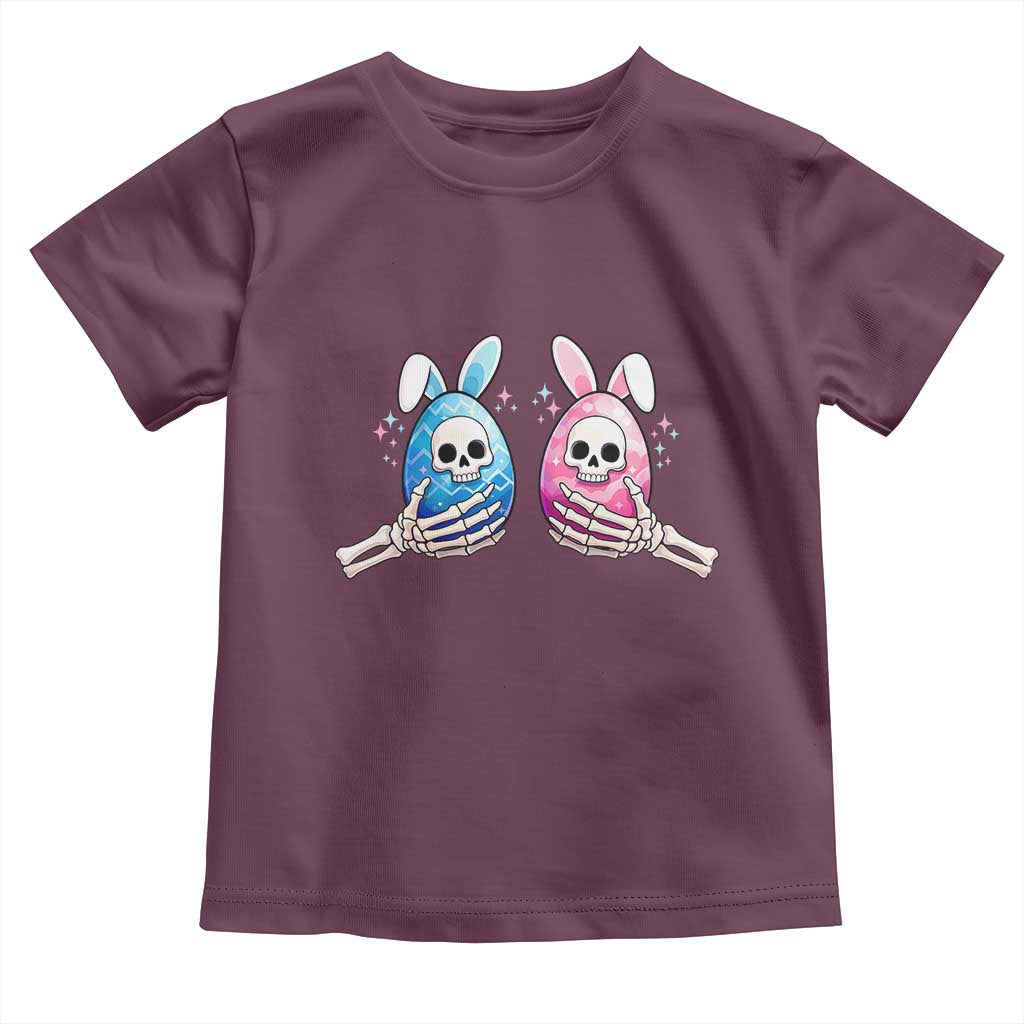 Gothic Easter Gift Toddler T Shirt Skeleton Hands Holding Easter Eggs TS12 Maroon Print Your Wear