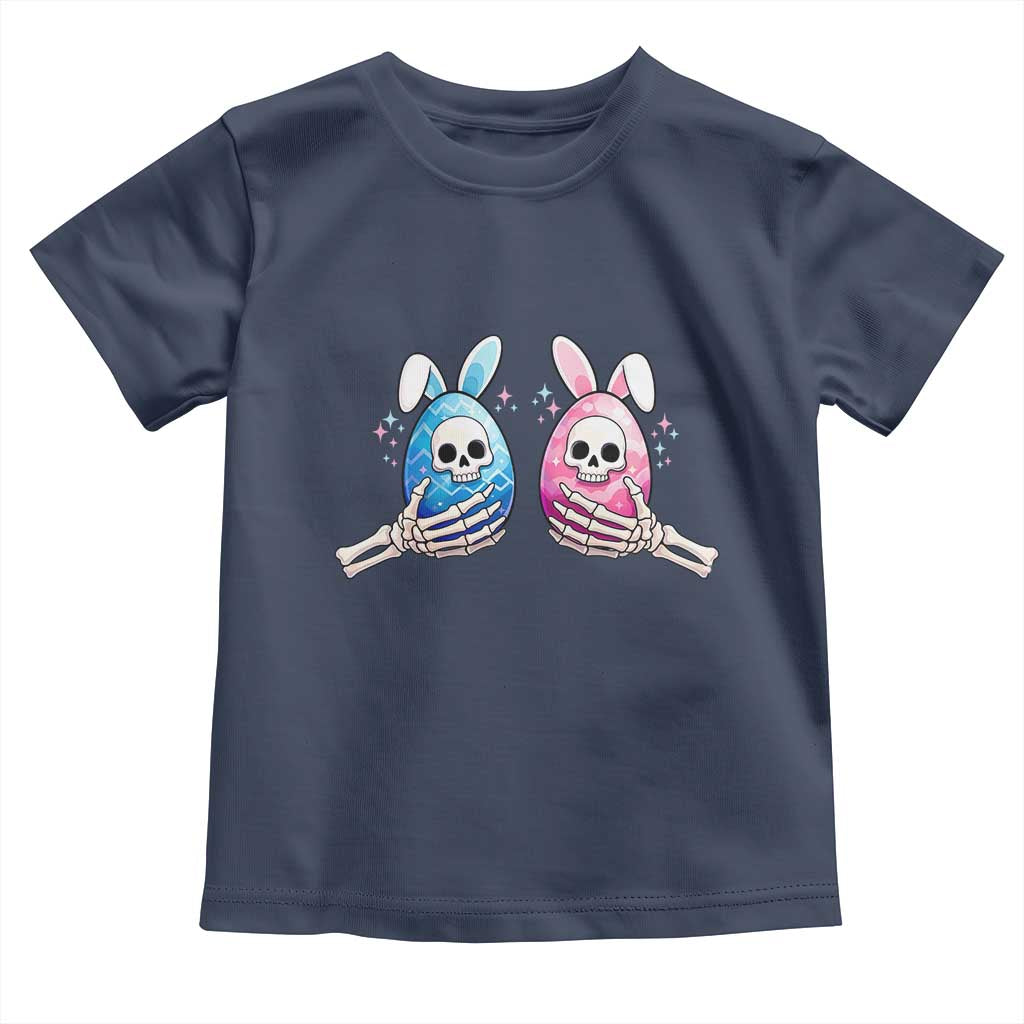 Gothic Easter Gift Toddler T Shirt Skeleton Hands Holding Easter Eggs TS12 Navy Print Your Wear