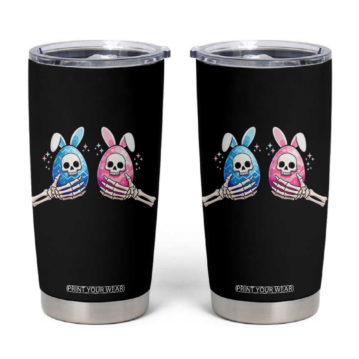 Gothic Easter Gift Tumbler Cup Skeleton Hands Holding Easter Eggs TS12 Black Print Your Wear