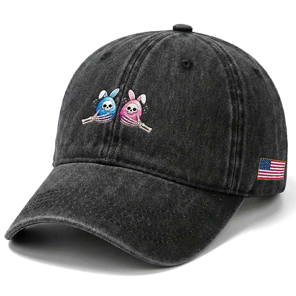 Gothic Easter Gift Washed Cotton Baseball Cap Skeleton Hands Holding Easter Eggs TS12 Print Your Wear
