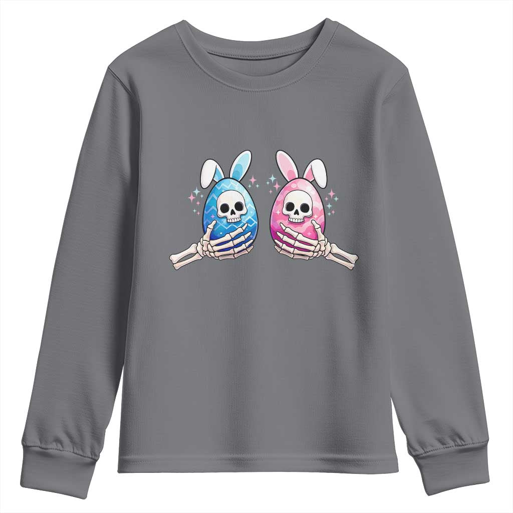 Gothic Easter Gift Youth Sweatshirt Skeleton Hands Holding Easter Eggs TS12 Charcoal Print Your Wear
