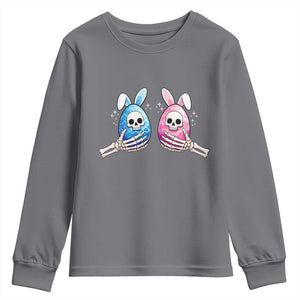Gothic Easter Gift Youth Sweatshirt Skeleton Hands Holding Easter Eggs TS12 Charcoal Print Your Wear